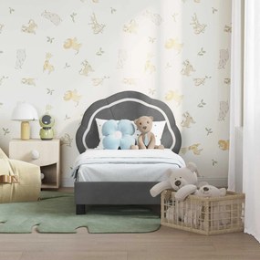 vidaXL Κρεβατική βάση για παιδιά με προσκέφαλο Σκούρο Γκρι 70 x 140 cm