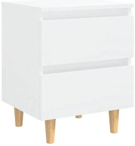 vidaXL Κομοδίνα 2 τεμ. Γυαλ. Λευκό 40x35x50εκ. Πόδια από Ξύλο Πεύκου