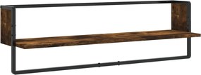 vidaXL Ράφια Τοίχου Σετ 6 τεμ. με Μπάρες Καπνιστή Δρυς Επεξεργ. ξύλο