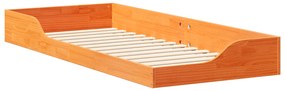 vidaXL Κρεβάτι δαπέδου Καφέ κεριού 80 x 220 cm Μασίφ ξύλο πεύκου