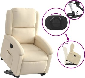 vidaXL Πολυθρόνα Ανακλινόμενη με Ανύψωση Κρεμ Υφασμάτινη