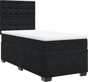 vidaXL Κρεβάτι Boxspring με Στρώμα Μαύρο 90x190 εκ. Βελούδινο
