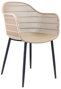 BERRY Πολυθρόνα Μέταλλο Βαφή Μαύρο, PP-UV Tortora 58x58x85cm ΕΜ155,3Μ