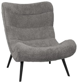 ARMCHAIR BRYM  GREY BOUCLE FABRIC-BLACK WOODEN LEGS 97x80x100Hcm.