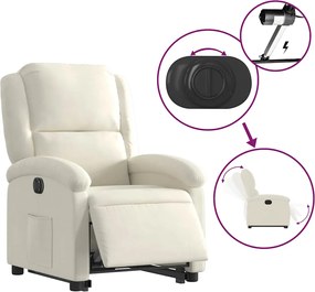 vidaXL Πολυθρόνα Ηλεκ. Ανακλινόμενη με Ανύψωση Κρεμ Βελούδο