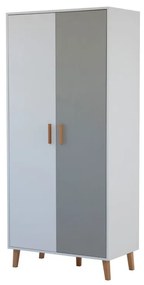 Ντουλάπα Timmy 2D Λευκό-Γραφίτη-Γκρι 90x50x199cm