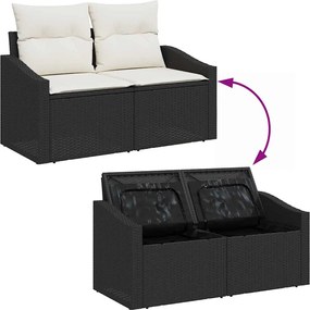 vidaXL Σετ Καναπέ Κήπου με μαξιλάρι 9 pcs Μαύρο Πολυ ράταν