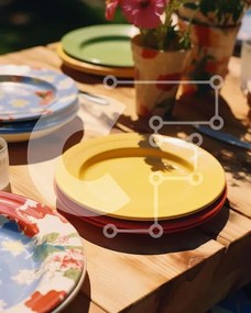 Σετ των 2 Intra Συλλεκτικό Ξύλινο Παζλ Plywood  4mm - Πολύχρωμο τραπέζι με λουλούδια και ποτήρια Σε Ξύλινο Κουτί - Διαστάσεις: 10x10 cm – 25 κομμάτια