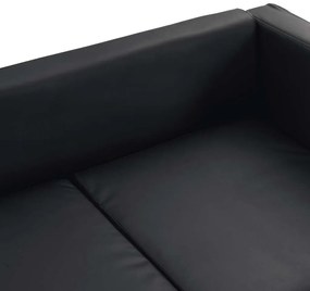 vidaXL Καναπές Τριθέσιος Μαύρος από Συνθετικό Δέρμα