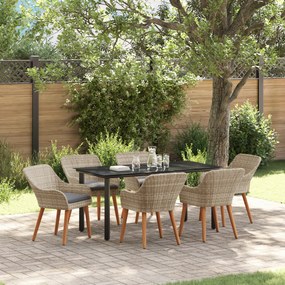 vidaXL Σετ τραπεζαρίας 7 pcs Ανοιχτό γκρι Πολυ ράταν
