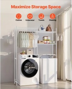 VEVOR Over Washer and Dryer Storage Shelf Two Row 5 Tiers Washer Rack White
