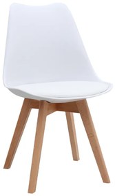 Καρέκλα τραπεζαρίας Viva Megapap PP - PU λευκό - ξύλινο φυσικό πόδι 48,5x54x80εκ.