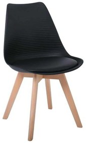 Καρέκλα MARTIN STRIPE Ξύλινο πόδι / PP Μαύρο 49x56x82cm (Σετ 4 ΤΕΜ)