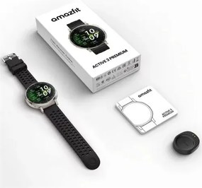 Amazfit Active 3 Premium NFC, 45mm με ζώνη πυριτίου, χρυσό μαύρο EU W2558GL1N