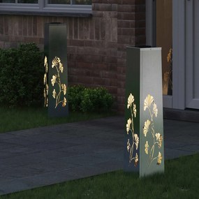 vidaXL Ηλιακό LED Φως Δρόμου 2 pcs Θερμό λευκό 18 x 18 x 80 εκ.