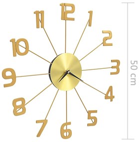 Ρολόι Τοίχου Χρυσό 50 εκ. Μεταλλικό - Χρυσό