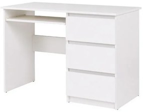 Τραπέζι γραφείου Murrieta J108, Με ράφι πληκτρολογίου, Με συρτάρια, Αριθμός συρταριών: 3, 73x110x51cm, 34 kg, Άσπρο | Epipla1.gr