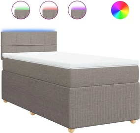 vidaXL Κρεβάτι Boxspring με Στρώμα Taupe 100 x 200 εκ. Υφασμάτινο