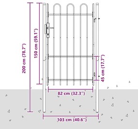 vidaXL Πύλη Φράχτη Γκρι 100 x 150 cm Χάλυβας με Επικάλυψη Πούδρας
