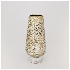 Βάζο Κεραμικό Λευκό &amp; Χρυσό 13x13x33cm 752-20061 Estheti-752-20061-Λευκό-Χρυσό 752-20061