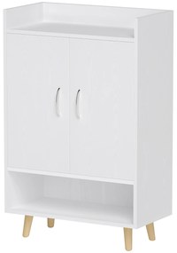 HOMCOM Έπιπλο παπουτσιών, ράφι παπουτσιών με πόρτες και ράφια, για διάδρομο, μοντέρνα συρταριέρα παπουτσιών, ράφια παπουτσιών, 60 x 30 x 92 cm, Λευκό