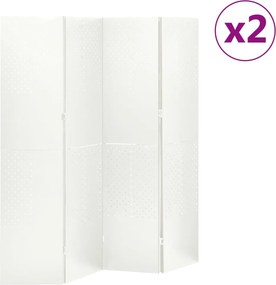 vidaXL Διαχωριστικά Δωματίου 2 τεμ με 4 Πάνελ Λευκό 160x180εκ.  Ατσάλι