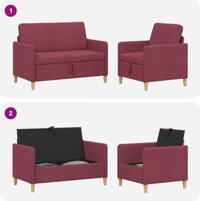 vidaXL Σαλονάκι Σετ Με Αποθηκευτικό Χώρο 2 pcs Κόκκινο Πολυεστέρας