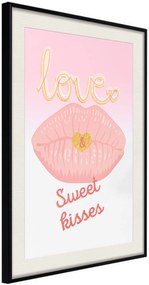 Αφίσα - Pink Kisses - 20x30 - Μαύρο - Με πασπαρτού