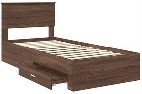 vidaXL Σκελετός Κρεβατιού Καφέ Δρύινο και Ασημί 100 x 200 cm