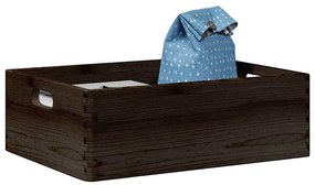 vidaXL Ξύλινο κουτί με λαβές Μαύρο 40x30x13 cm από μασίφ ξύλο πεύκο