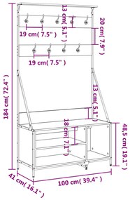 ΚΡΕΜΑΣΤΡΑ ΡΟΥΧΩΝ ΜΕ ΠΑΠΟΥΤΣΟΘΗΚΗ SONOMA ΔΡΥΣ 100X41X184 ΕΚ. 837868