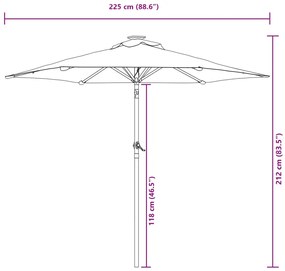 Ομπρέλα Κήπου με Ατσάλινο Ιστό Taupe 225x225x212 εκ. - Μπεζ-Γκρι