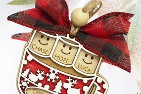 Σετ των 3 Intra απο ξύλο plywood 3mm-4mm πάχος Χριστουγεννιάτικο στολίδι Marshmallow Δίασταση 8x8 cm INTRAFABR-80589758