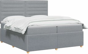 vidaXL Κρεβάτι box spring με στρώμα Ανοιχτό γκρι 200 x 200 cm Ύφασμα