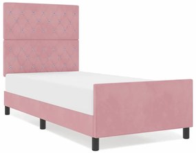 vidaXL Σκελετός Κρεβατιού με κεφαλάρι Ροζ 100 x 200 cm Βελούδο