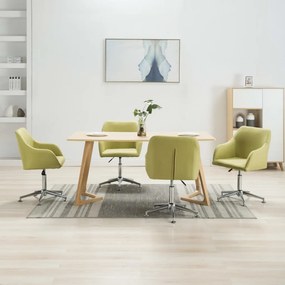 vidaXL Καρέκλες Τραπεζαρίας Περιστρεφόμενες 4 τεμ Πράσινες Υφασμάτινες