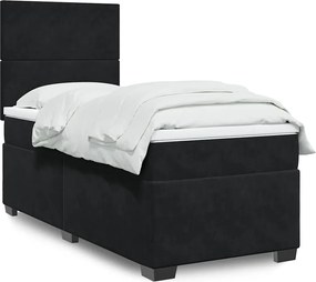 vidaXL Κρεβάτι Boxspring με Στρώμα Μαύρο 90x190 εκ. Βελούδινο