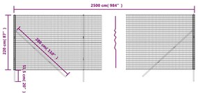 vidaXL Συρματόπλεγμα Περίφραξης Ανθρακί 2,2x25 μ. Γαλβανισμένο Ατσάλι