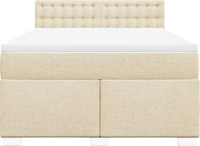 vidaXL Κρεβάτι Boxspring με Στρώμα Κρεμ 160x200 εκ. Υφασμάτινο