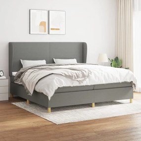 Κρεβάτι Boxspring με Στρώμα Σκούρο Γκρι 200x200 εκ. Υφασμάτινο - Γκρι