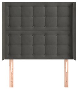 Κεφαλάρι με Πτερύγια Σκούρο Γκρι 83x16x118/128εκ.Βελούδινο - Γκρι