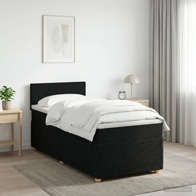 vidaXL Κρεβάτι box spring με στρώμα Μαύρο 100 x 200 cm Ύφασμα