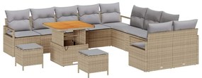 vidaXL Σετ Καναπέ Κήπου με μαξιλάρι 13 pcs Μπεζ Πολυ ράταν