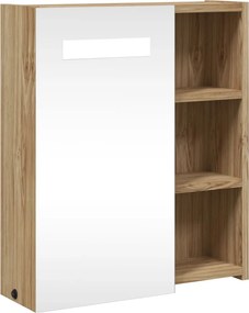 vidaXL Καθρέφτης Μπάνιου με Ντουλάπι &amp; LED Αν. Δρυς 45 x 13 x 52 εκ.