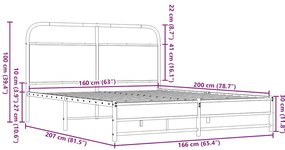 Πλαίσιο Κρεβατιού Χωρ. Στρώμα Καφέ Δρυς 150x200εκ. Επ. Ξύλο - Καφέ