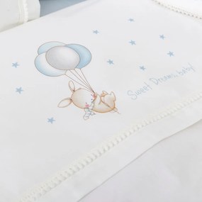 Σετ Σεντόνια Κούνιας Sweet Dreams Baby Λευκό/Σιελ 2x(120x160) + 1x(30x40) - Borea Home