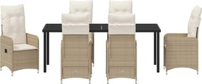 vidaXL Σέτ φαγητού για κήπο 7 pcs Μπεζ συνθετικό ρατάν