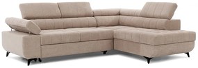 Γωνιακός καναπές κρεβάτι Dragonis, μπέζ βελούδο 268x97x201cm- Δεξιά γωνία-BOG5416
