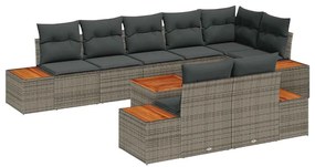 vidaXL Σετ Καναπέ Κήπου με μαξιλάρι 9 pcs Γκρι Πολυ ράταν