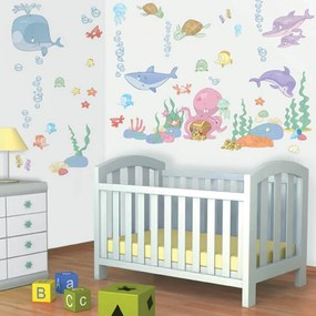 Παιδικά αυτοκόλλητα τοίχου Baby Sealife room set